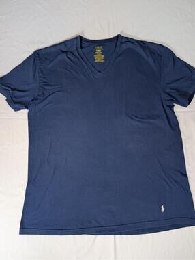 Polo Ralph Lauren V-Neck T-Shirt Mens XL Blue Classic Fit Short Sleeve Pony Logo